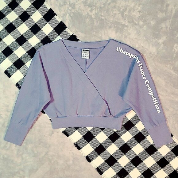 M | Soffe | Cropped Crossover Dolman Sleeve Sweater - Picture 1 of 6